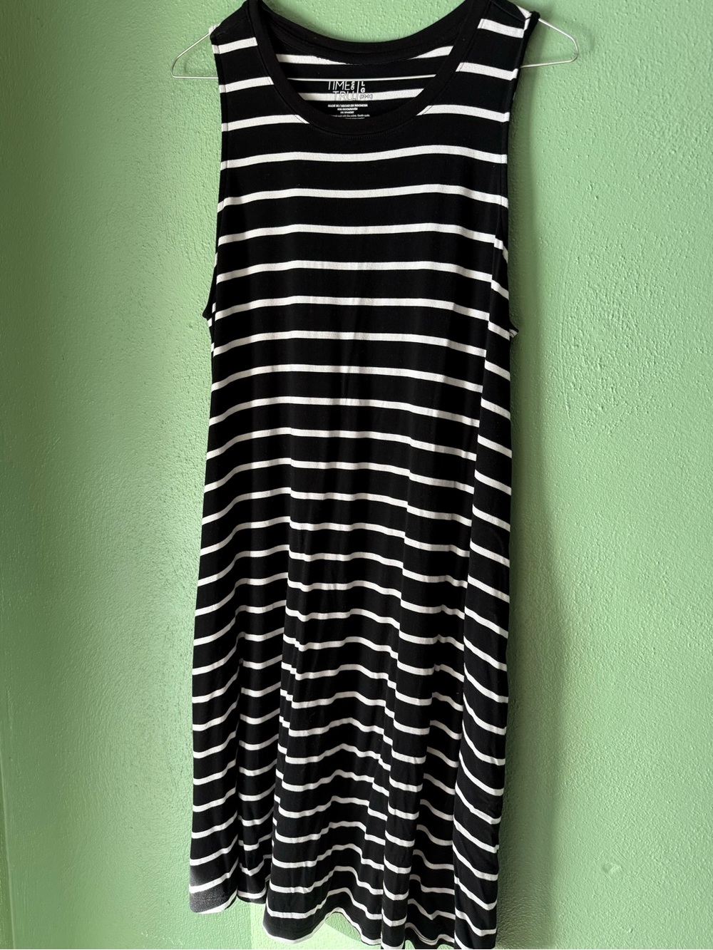 Time and Tru Black and White Striped Tank Top
